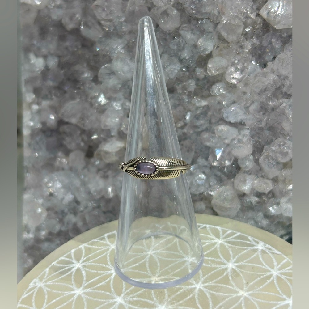 Amethyst Feather Ring 925